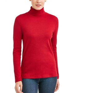 Time and Tru Red Cotton Blend Long Sleeve Turtleneck Top. Size Small. NWT
